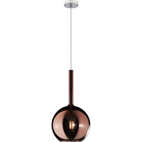 Lampadario moderno top light future 1155cr sm e27 led vetro pirex soffiato sospensione, vetro rame