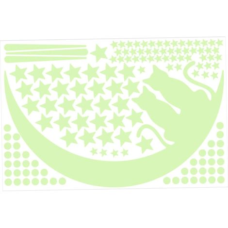 Autocollants Phosphorescents Chat Couple en Pvc Vert, Lune, Étoiles, Comète et Points Ronds, Effet Fluorescent, Imperméables, pour Décoration de Chambre, Saint-valentin (1/5)