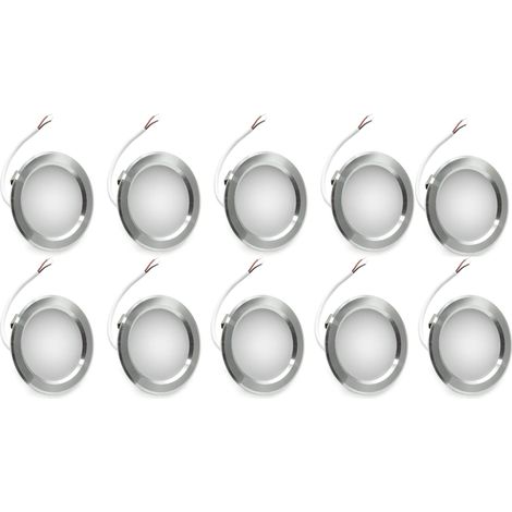 Kit 10 Faretti grigi LED Rotondo Ultra Slim 3W da Incasso 240lm Luce fredda 6500K Alluminio, Argento, Luce fredda-calda-naturale - Colore della luce: Luce fredda