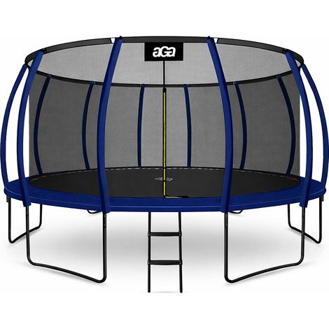 Aga SPORT EXCLUSIVE Trampolin 496 cm 16 ft Dunkelblau, Kindertrampolin, Gartentrampolin mit Sicherheitsnetz + Schutznetz + Leiter