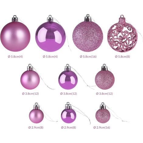Bolas navideñas rosas, 100 unidades, tamaños variados, para interior y exterior (1/5)