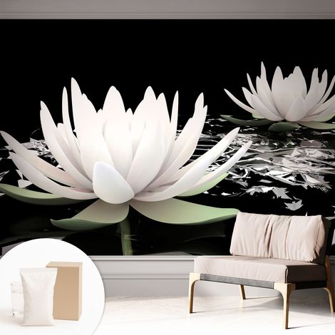 Tapete Vliestapete mit Kleber - trendige Wanddeko - elegant Fototapete für Wohnzimmer - Schlafzimmer Blumen im Wasser 312x219 cm (1/5)