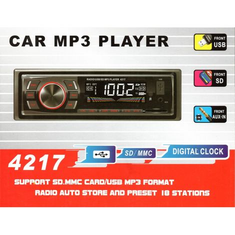 Autoradio Bluetooth Fm Mp3 Usb Sd Aux Sd Card Mains Libres 40w 4217