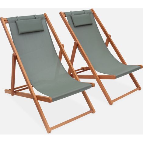 Silla plegable de madera de eucalipto, set de 2