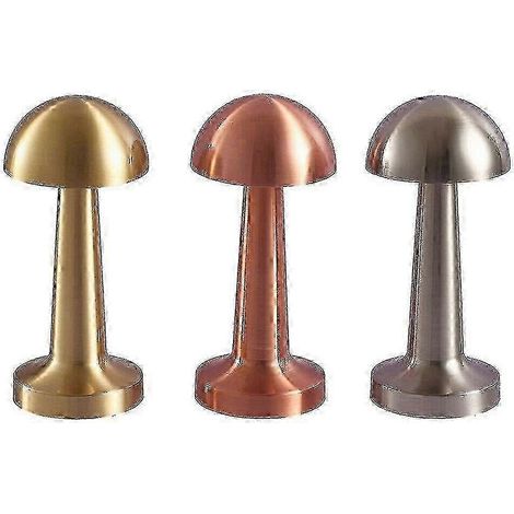 Lampe de table LED rechargeable à capteur tactile, lampe de bureau pour chambre, restaurant ou bar (Champignon doré) (1/5)