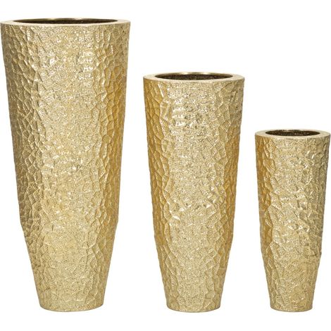 Lot de 3 Vases en Métal "Glasy" 114cm Or (1/5)