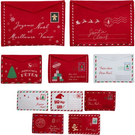 Set di 10 buste in feltro rosso e bianco h.25cm - Feeric lights & christmas