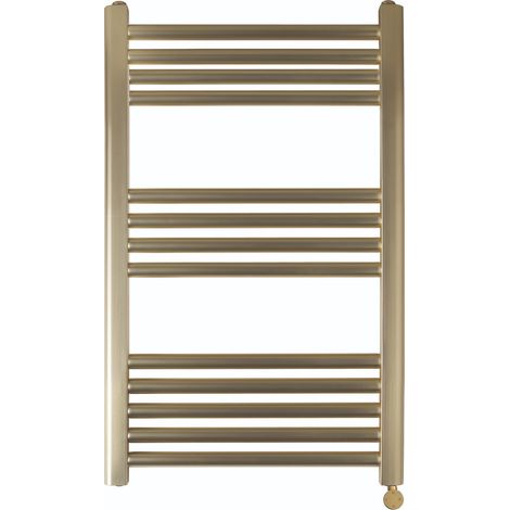 JTP Vos Electric Towel Rail with Thermostatic Heating Element 800mm H x 500mm W - Brushed Brass (1/3)