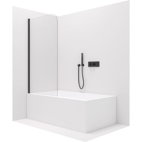 Badewannenaufsatz Duschwand Schwarz Matt 80x140 oder 100x140:80x140 cm (1/5)