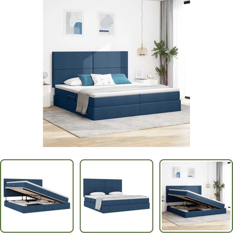 Aufbewahrungsbett - Aufbewahrungsbett mit Matratze Blau 200 x 200 cm Polyester (1/5)