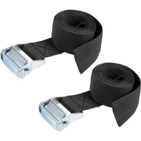 2 Spanngurte mit Klemmschloss 500kg 2,5m Schwarz für Transport & Outdoor