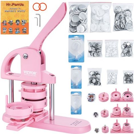 Buttonmaker 25 / 32 / 58 mm 3-in-1-Pinmaker, 300-teilige Buttonteile, Buttonmaker-Maschine mit Panda-Zauberbuch, ergonomisches Stanzset mit Bogengriff, für DIY-Geschenke für Kind (1/5)