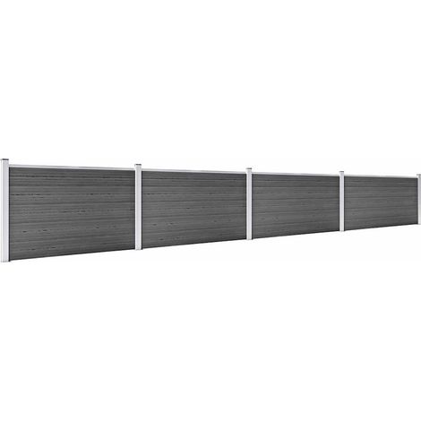Maison Exclusive - Zaunelement Set WPC 699x105 cm Schwarz (1/5)