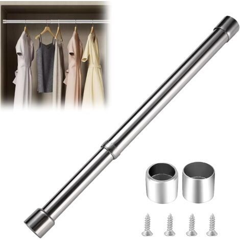 Extendable Clothes Rail, Flexible Telescopic Wardrobe Tube, Extendable Stainless Steel Wardrobe Bar, 34-52 cm Adjustable Stainless Steel Clothes Rail, for Living Room Wardrobe (1/5)