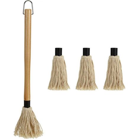 Grillbürste Grillpinsel Marinierpinsel langer Holzgriff Profi Saucenbürste Marinadenbürste Grillbürste Baumwollkopf Küchenbürste Backpinsel mit H (1/5)