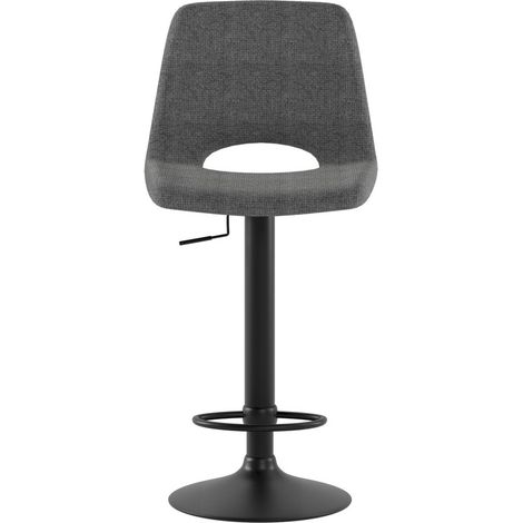 Sgabello Alex moderno con alzata a gas, seduta ergonomica in tessuto easy-clean grigio e struttura in metallo nero - Linea Alex (1/5)