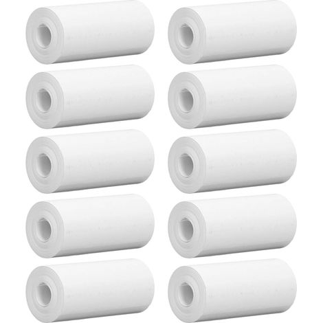 (Vendu sous les références 10192300309/10192300311/10192300313) Lot de 10 rouleaux de papier thermique sans mandrin, haute définition, rechargeable et portable. (1/5)