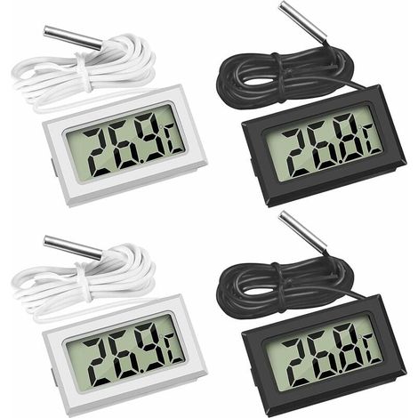 Mini-Digital-LCD-Temperaturthermometer mit Temperaturfühler-Sensortester, Guazhuni (2X Schwarz 2X Weiß),Dolaso (1/5)