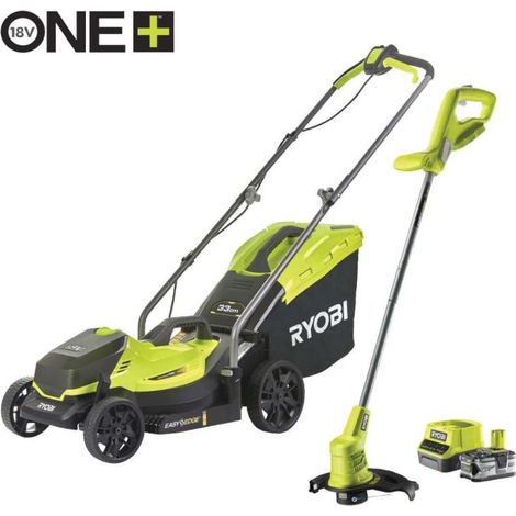 kit tagliaerba e tagliabordi a batteria ryobi "rlm1833blt1825m" taglio 33cm 18v, batteria 4ah inclusa