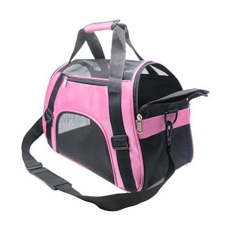 Sac de transport pour chats, chatons, chiots, petits chiens, pour les voyages, conforme aux normes des compagnies aériennes, pour petits animaux (Rose, S) (1/5)