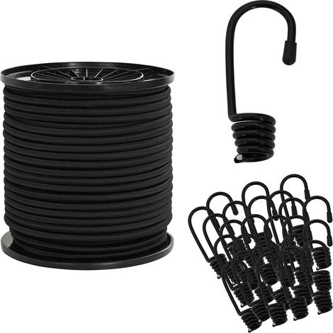 Cords élastiques avec crochets 6 mm Noir PP et caoutchouc vidaXL