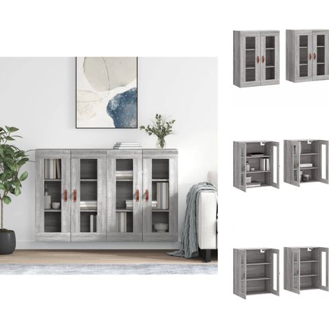 Sideboards - Living Wandschränke 2 Stk. Grau Sonoma Holzwerkstoff (1/5)
