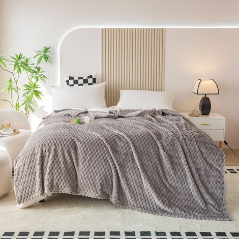 Plaid Couverture Polaire 150x200cm, Plaid Canape Jeté de Canapé, Couverture Canape Lit Microfibre Confortable Chaud et Doux,gris clair