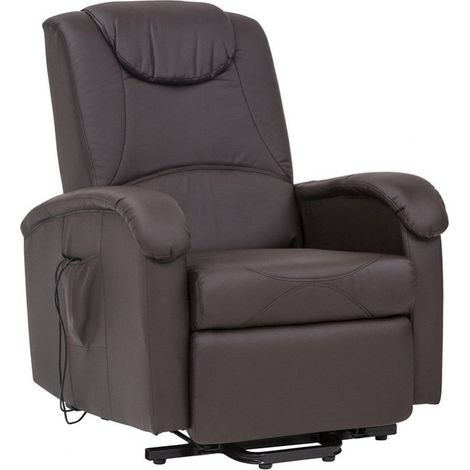 Poltrona Relax Elettrica Massaggiante 72x95/182x106/145 h cm in Similpelle Marrone (1/3)