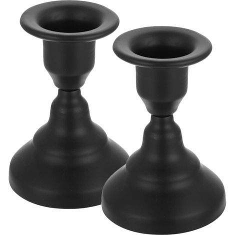 Lot de 2 Bougeoirs en Fer Forgé Noir Petit Format Chandelier de Table Européen Vintage Bougeoir Décoratif pour Noël et Dîners aux Chandelles