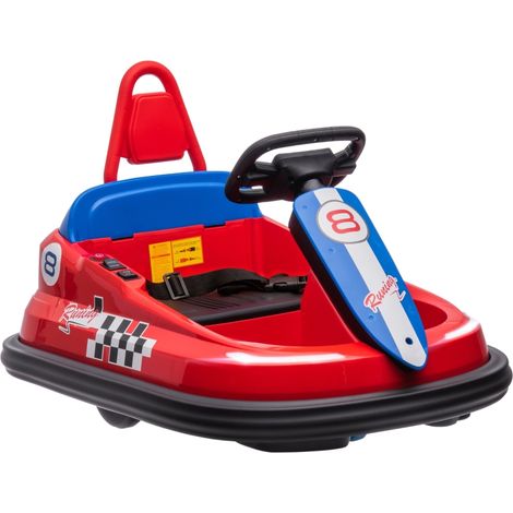 6V Electric Kids Bumper Car, 6V Spin Waltz Car, with Music, Horn, Lights - Red