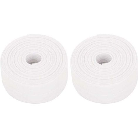 Lot de 2 rouleaux de plinthes souples autocollantes en PVC - 38 mm x 3,2 m - Pour cuisine et salle de bain - Blanc