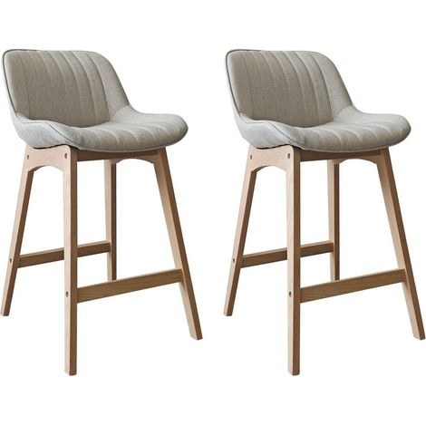 Set di sedie da bar e da isola in rovere con seduta in tessuto MELLOW da 65 cm