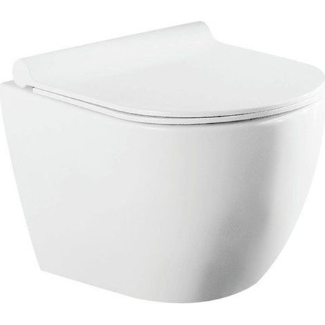 QeramiQ Salina Compact WC suspendu - sans bride - abattant WC à fermeture douce - blanc