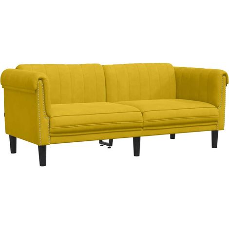 Canapé Sofa à 2 places jaune velours (1/5)