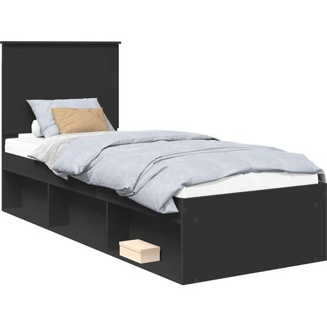 Maison Exclusive - Cadre de lit Noir 75 x 190 cm Bois de pin massif (1/5)