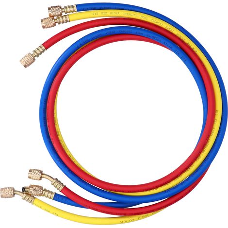 Tuyau de charge CA 3 pièces avec détection de liquide pour remplissage de réfrigérant, 3 couleurs CT360RYB (R22), 1,5 mètre