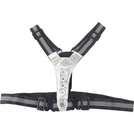 Veste de sécurité réfléchissante LED ajustable pour sport nocturne - Noir et blanc (1/5)