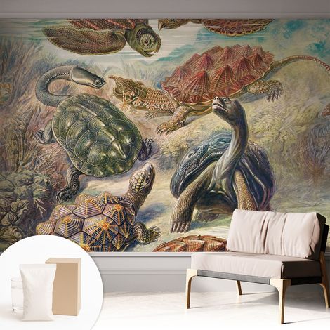 Fototapete Tapete Vliestapete mit Kleber - trendige Wanddeko - Schlafzimmer - Wohnzimmer Schildkrötenfauna 312x219 cm (1/5)