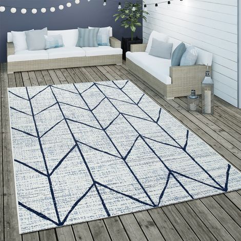 Paco Home In- & Outdoor Flachgewebe Teppich Geometrisch Skandinavisches Motiv In Weiß 160x230 cm