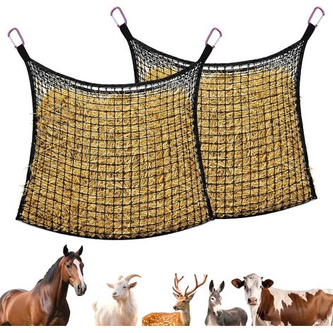 2PCS Filet a Foin Cheval Grosse Maille 90x120 cm (1/5)