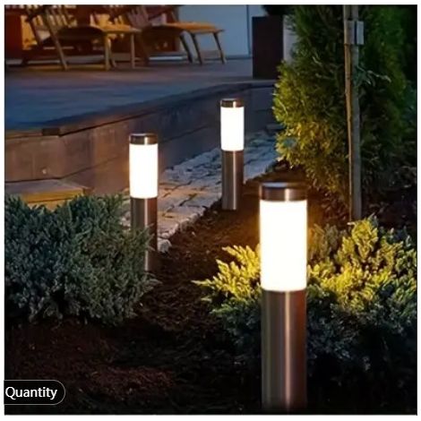 Luces solares para iluminación de paisajes, jardines, camping y césped. Luces solares para jardín de uso exterior (luz blanca cálida, plateada). (1/5)