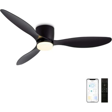42 inch Ceiling Fan with Light and Remote Control, Reversible DC Motor, Quiet and Illuminated, 6 Speeds with Timer, Lightweight and Modern Ceiling Fan, Black (1/5)
