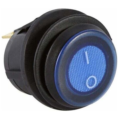 Large Rocker Light Switch, 12V LED Dot Light Car Boat Round Rocker ON/OFF SPST Switch Blue (1/5)