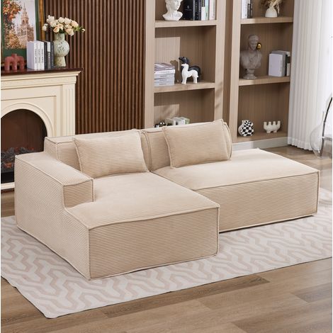 Sofa 235 cm kompakt aus Polyester Khaki gepolstert OKMYHOME (1/5)