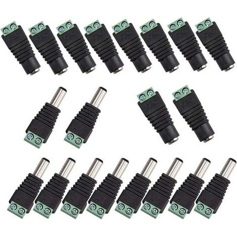 20 connettori di alimentazione CC (maschio/femmina), 2,1 x 5,5 mm, adattatore per presa 12V, per telecamere DVR, sistemi di sicurezza e luci a LED (1/4)