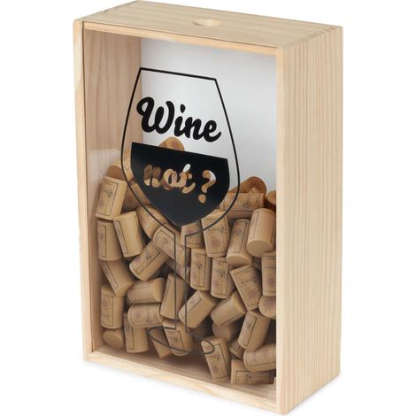 Boîte de rangement pour bouchons Cork - COMPACTOR - 20 x 10 x H.30 CM - Bois clair