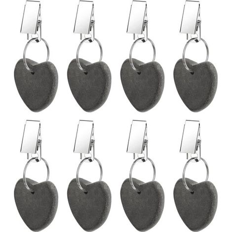 8 piezas, 44 cm, Pinzas para sujetar manteles, pinza para mantel en forma de corazón, pinza para mantel, camping, forma de corazón, blanco (1/5)