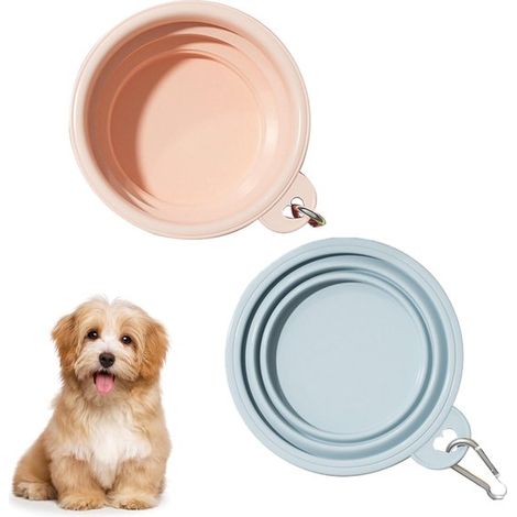Ciotola pieghevole in 2 pezzi per bere/mangiare, con gancio, per cani e gatti, 350 ml, lavabile in lavastoviglie, piccola, senza BPA, pieghevole. (1/5)