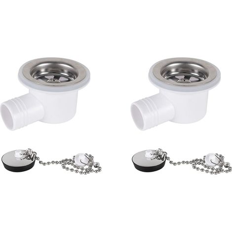 2X Bouchon de Vidange D'Évier à Angle Droit, Bouchon de Vidange D'Évier, Filtre de Vidange de Lavabo pour Camping-Car, Bateau, Sans Tube (1/5)