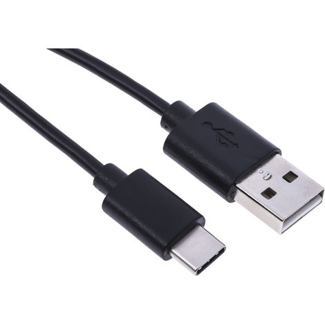 Câble USB RS PRO, USB-A mâle vers Male USB-C, Noir, 1m ( Prix pour 1 ) (1/3)